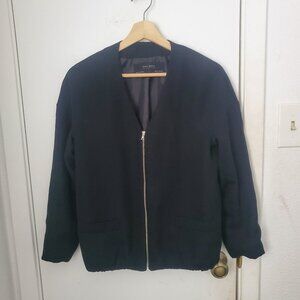 Zara Basic Collection Collarless Bomber Jacket Black Women's Size M
